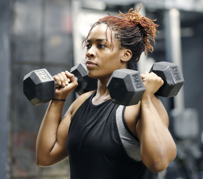 woman with dumbbells 